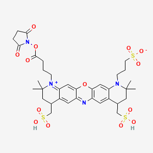 3-[20-[4-(2,5-dioxopyrrolidin-1-yl)oxy-4-oxobutyl]-7,7,19,19-tetramethyl-9,17-bis(sulfomethyl)-2-oxa-6,13-diaza-20-azoniapentacyclo[12.8.0.03,12.05,10.016,21]docosa-1(22),3(12),4,10,13,15,20-heptaen-6-yl]propane-1-sulfonate