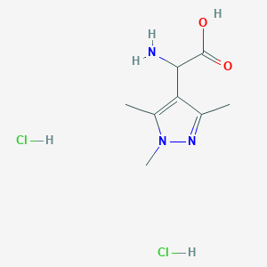 molecular formula C8H15Cl2N3O2 B1372034 2-amino-2-(trimethyl-1H-pyrazol-4-yl)acetic acid dihydrochloride CAS No. 1214701-09-3