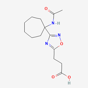 molecular formula C14H21N3O4 B1372047 3-[3-(1-Acetamidocycloheptyl)-1,2,4-oxadiazol-5-yl]propanoic acid CAS No. 1208476-77-0