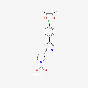 tert-Butyl 3-(5-(4-(4,4,5,5-tetramethyl-1,3,2-dioxaborolan-2-yl)phenyl)thiazol-2-yl)pyrrolidine-1-carboxylate