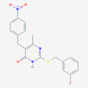 2-(3-Fluorobenzylthio)-4-hydroxy-6-methyl-5-(4-nitrobenzyl)pyrimidine