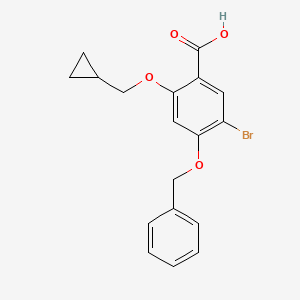 molecular formula C18H17BrO4 B13720944 4-(Benzyloxy)-5-bromo-2-(cyclopropylmethoxy)benzoic acid 