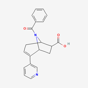 molecular formula C20H18N2O3 B1372099 8-Benzoyl-2-(pyridin-3-YL)-8-azabicyclo[3.2.1]oct-2-ene-6-carboxylic acid CAS No. 1447603-94-2