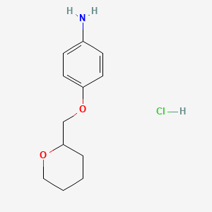 molecular formula C12H18ClNO2 B1372104 [4-(Tetrahydro-2H-pyran-2-ylmethoxy)phenyl]amine hydrochloride CAS No. 1185690-98-5