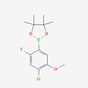 molecular formula C13H17BBrFO3 B1372126 2-(4-Bromo-2-fluoro-5-methoxyphenyl)-4,4,5,5-tetramethyl-1,3,2-dioxaborolane CAS No. 1150271-71-8