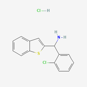 molecular formula C15H13Cl2NS B13721446 1-(1-Benzothiophen-2-yl)-1-(2-chlorophenyl)methanamine hydrochloride 