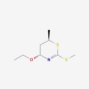 molecular formula C8H15NOS2 B137215 4H-1,3-Thiazine,4-ethoxy-5,6-dihydro-6-methyl-2-(methylthio)-,(4R,6R)-rel-(9CI) CAS No. 152560-97-9
