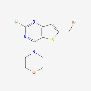 molecular formula C11H11BrClN3OS B1372155 4-(6-(Bromomethyl)-2-chlorothieno[3,2-d]pyrimidin-4-yl)morpholine CAS No. 885698-98-6
