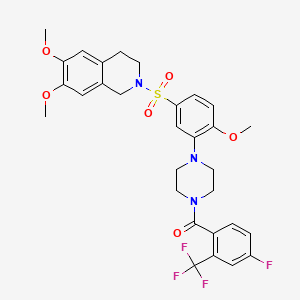 molecular formula C30H31F4N3O6S B1372158 [4-[5-[(6,7-二甲氧基-3,4-二氢-1H-异喹啉-2-基)磺酰基]-2-甲氧基苯基]哌嗪-1-基]-[4-氟-2-(三氟甲基)苯基]甲苯酮 CAS No. 924811-53-0