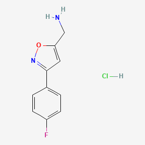 molecular formula C10H10ClFN2O B1372179 1-[3-(4-Fluorophenyl)isoxazol-5-yl]methanamine hydrochloride CAS No. 1185092-07-2