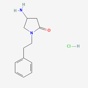 molecular formula C12H17ClN2O B1372189 4-Amino-1-phenethyl-pyrrolidin-2-one hydrochloride CAS No. 1177362-59-2