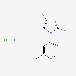 molecular formula C12H14Cl2N2 B1372203 1-[3-(chloromethyl)phenyl]-3,5-dimethyl-1H-pyrazole hydrochloride CAS No. 1185298-82-1