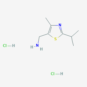 molecular formula C8H16Cl2N2S B1372213 (2-Isopropyl-4-methyl-1,3-thiazol-5-YL)-methylamine dihydrochloride CAS No. 1185029-09-7