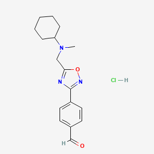 molecular formula C17H22ClN3O2 B1372214 4-(5-{[Cyclohexyl(methyl)amino]methyl}-1,2,4-oxadiazol-3-yl)benzaldehyde hydrochloride CAS No. 1185294-61-4