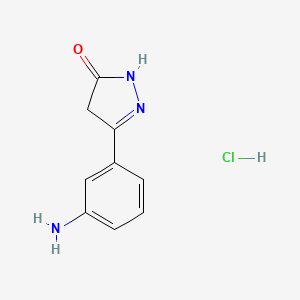 molecular formula C9H10ClN3O B1372223 5-(3-aminophenyl)-2,4-dihydro-3H-pyrazol-3-one hydrochloride CAS No. 1185508-90-0