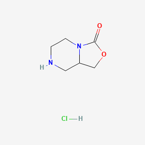 molecular formula C6H11ClN2O2 B1372234 Tetrahydro-1H-oxazolo[3,4-a]pyrazin-3(5H)-one hydrochloride CAS No. 1020349-31-8