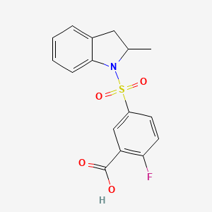 2-fluoro-5-[(2-methyl-2,3-dihydro-1H-indol-1-yl)sulfonyl]benzoic acid