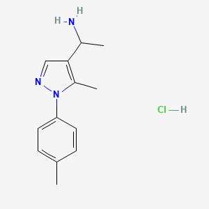 molecular formula C13H18ClN3 B1372269 1-[5-メチル-1-(4-メチルフェニル)-1H-ピラゾール-4-イル]エタンアミン塩酸塩 CAS No. 1172228-55-5