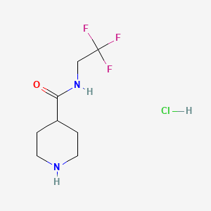 molecular formula C8H14ClF3N2O B1372276 N-(2,2,2-trifluoroethyl)piperidine-4-carboxamide hydrochloride CAS No. 1172528-88-9