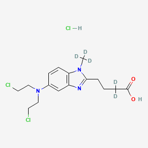 molecular formula C16H22Cl3N3O2 B13722819 5-[Bis(2-chloroethyl)-amino]-1-methyl-1H-benzimidazole-2-butanoic Acid-d6 Hydrochloride 