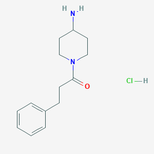 molecular formula C14H21ClN2O B1372285 1-(4-Aminopiperidin-1-yl)-3-phenylpropan-1-one hydrochloride CAS No. 1158369-93-7