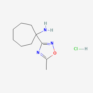 molecular formula C10H18ClN3O B1372296 1-(5-Methyl-1,2,4-oxadiazol-3-yl)cycloheptan-1-amine hydrochloride CAS No. 1172959-96-4