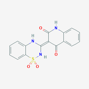 molecular formula C16H11N3O4S B137231 3-(1,1-Dioxido-2H-1,2,4-benzothiadiazin-3-yl)-4-hydroxy-2(1H)-quinolinone CAS No. 303776-73-0