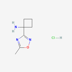 molecular formula C7H12ClN3O B1372314 1-(5-Methyl-1,2,4-oxadiazol-3-yl)cyclobutan-1-amine hydrochloride CAS No. 1170897-28-5