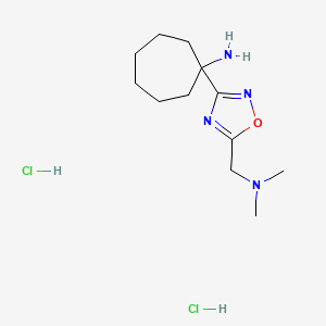 molecular formula C12H24Cl2N4O B1372323 1-{5-[(Dimethylamino)methyl]-1,2,4-oxadiazol-3-yl}cycloheptan-1-amine dihydrochloride CAS No. 1171315-53-9