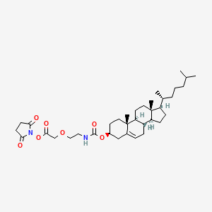 (2,5-dioxopyrrolidin-1-yl) 2-[2-[[(3S,8S,9S,10R,13R,14S,17R)-10,13-dimethyl-17-[(2R)-6-methylheptan-2-yl]-2,3,4,7,8,9,11,12,14,15,16,17-dodecahydro-1H-cyclopenta[a]phenanthren-3-yl]oxycarbonylamino]ethoxy]acetate