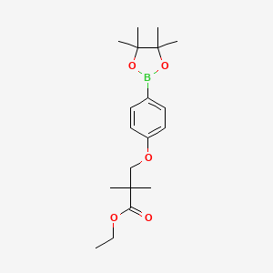 2,2-Dimethyl-3-[4-(4,4,5,5-tetramethyl-[1,3,2]dioxaborolan-2-yl)-phenoxy]-propionic acid ethyl ester