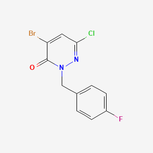 molecular formula C11H7BrClFN2O B13723321 4-Bromo-6-chloro-2-(4-fluoro-benzyl)-2H-pyridazin-3-one 