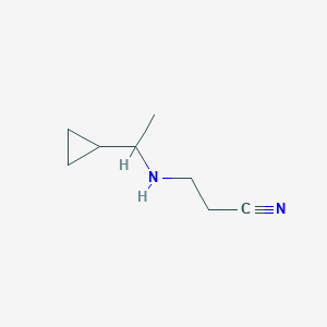molecular formula C8H14N2 B1372359 3-[(1-Cyclopropylethyl)amino]propanenitrile CAS No. 1042563-55-2