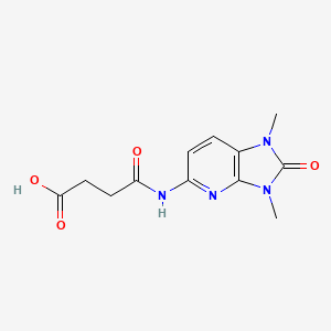 molecular formula C12H14N4O4 B1372361 3-({1,3-dimethyl-2-oxo-1H,2H,3H-imidazo[4,5-b]pyridin-5-yl}carbamoyl)propanoic acid CAS No. 1110717-64-0