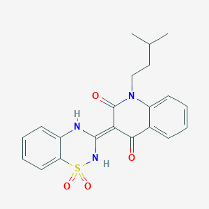 molecular formula C21H21N3O4S B137237 3-(1,1-Dioxido-4h-1,2,4-Benzothiadiazin-3-Yl)-4-Hydroxy-1-(3-Methylbutyl)quinolin-2(1h)-One CAS No. 303776-89-8