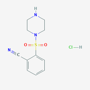 molecular formula C11H14ClN3O2S B1372392 2-(Piperazine-1-sulfonyl)benzonitrile hydrochloride CAS No. 1803586-99-3