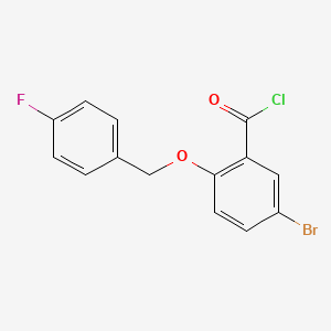 molecular formula C14H9BrClFO2 B1372422 5-Bromo-2-[(4-fluorobenzyl)oxy]benzoyl chloride CAS No. 1160250-07-6