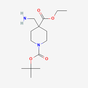 molecular formula C14H26N2O4 B1372442 1-叔丁基 4-乙基 4-(氨基甲基)哌啶-1,4-二甲酸酯 CAS No. 1016258-69-7