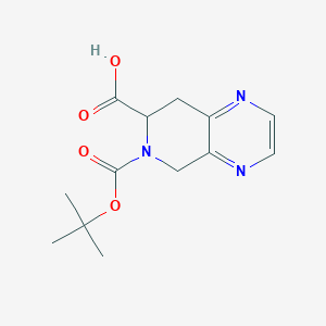 molecular formula C13H17N3O4 B1372458 6-(叔丁氧羰基)-5,6,7,8-四氢吡啶并[3,4-b]吡嗪-7-羧酸 CAS No. 264623-57-6