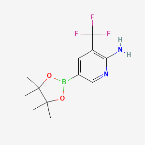 molecular formula C12H16BF3N2O2 B1372462 5-(4,4,5,5-Tetramethyl-1,3,2-dioxaborolan-2-yl)-3-(trifluoromethyl)pyridin-2-amine CAS No. 947249-01-6