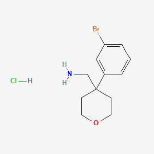 [4-(3-Bromophenyl)oxan-4-yl]methanamine hydrochloride