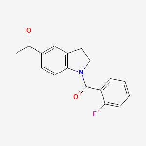 molecular formula C17H14FNO2 B13725020 1-(1-(2-Fluorobenzoyl)indolin-5-yl)ethanone 