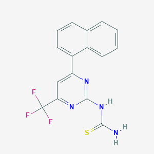 molecular formula C16H11F3N4S B13725081 6-(1-Naphthyl)-2-thioureido-4-(trifluoromethyl)pyrimidine 