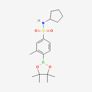 molecular formula C18H28BNO4S B13725091 N-Cyclopentyl-3-methyl-4-(4,4,5,5-tetramethyl-[1,3,2]dioxaborolan-2-yl)-benzenesulfonamide 