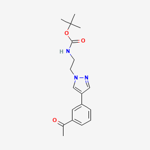 molecular formula C18H23N3O3 B13725139 {2-[4-(3-Acetyl-phenyl)-pyrazol-1-yl]-ethyl}-carbamic acid tert-butyl ester 