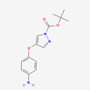 molecular formula C14H17N3O3 B13725179 tert-Butyl 4-(4-aminophenoxy)-1H-pyrazole-1-carboxylate 