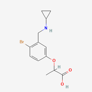 molecular formula C13H16BrNO3 B13725398 2-{4-Bromo-3-[(cyclopropylamino)methyl]phenoxy}propanoic acid 