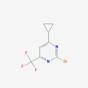 molecular formula C8H6BrF3N2 B13725415 2-Bromo-6-cyclopropyl-4-(trifluoromethyl)pyrimidine 