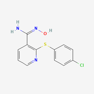 molecular formula C12H10ClN3OS B13725421 2-(4-chlorophenyl)sulfanyl-N'-hydroxypyridine-3-carboximidamide 