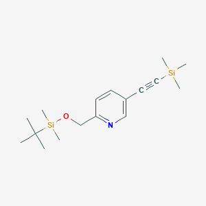 molecular formula C17H29NOSi2 B13725426 2-(((tert-Butyldimethylsilyl)oxy)methyl)-5-((trimethylsilyl)ethynyl)pyridine 